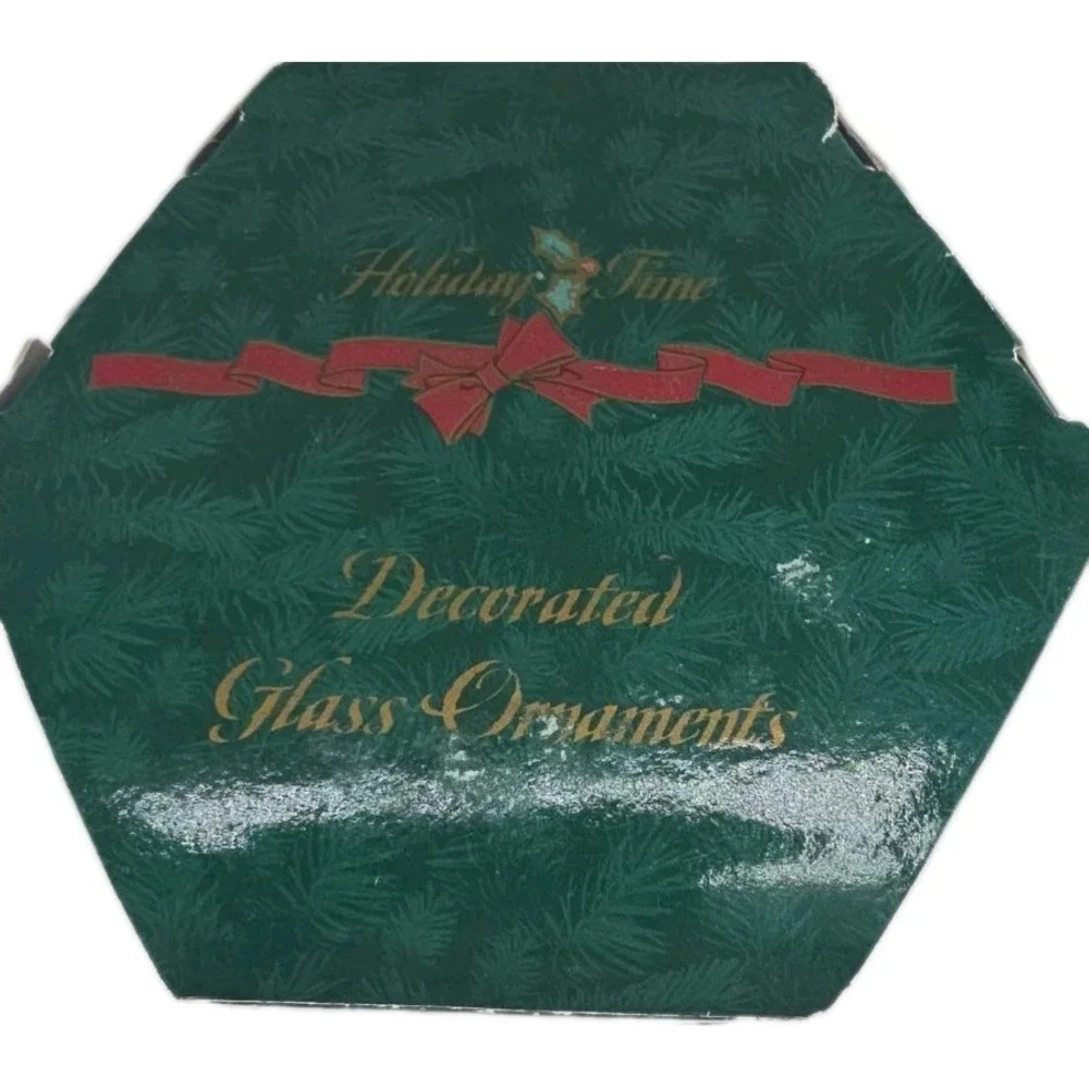 VTG 1990's Holiday Time‎ Ornament Fisherman Fishing Santa Glass Hand Painted